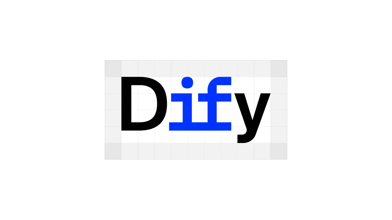 Minimum clear space maintained around the Dify logo, shown on a grid